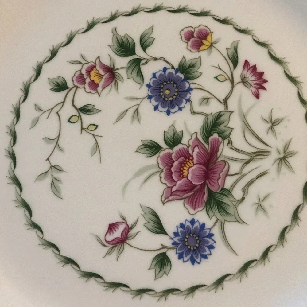 Andrea by Sadek Spring Night Cake Plate w/ Server 10.5” Floral Gold Trim NIB